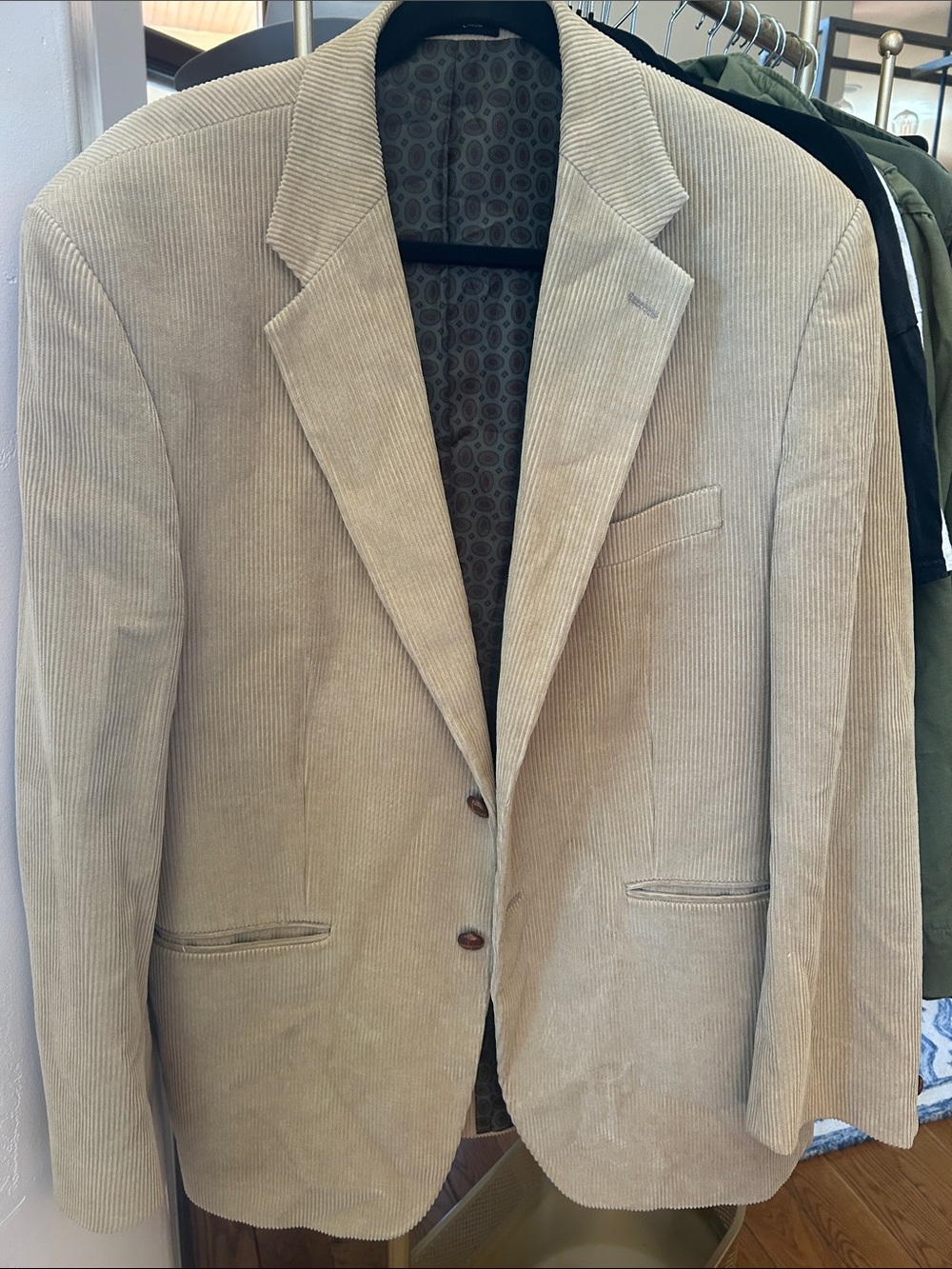 Ralph Lauren Tan Corduroy Sport Coat leather buttons 42R blazer like new